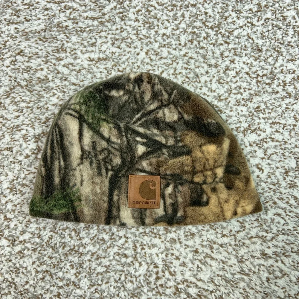 Carhartt Beanie Kids One Size Camo Orange Hunting Reversible Fleece Force Hat